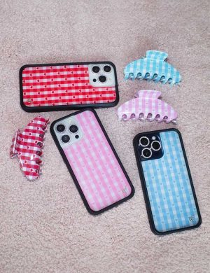 Pink Gingham Hearts iPhone Case