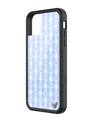 Blue Gingham Hearts iPhone Case
