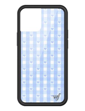 Blue Gingham Hearts iPhone Case