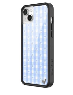 Blue Gingham Hearts iPhone Case