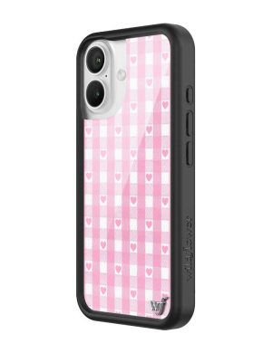 Pink Gingham Hearts iPhone Case