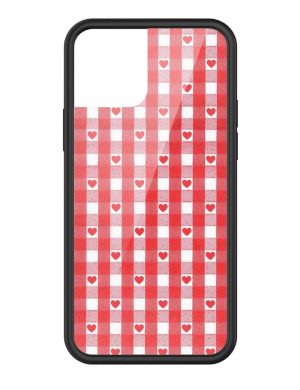 Red Gingham Hearts iPhone Case