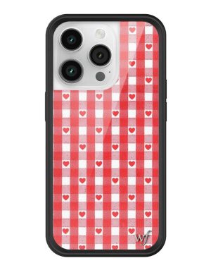 Red Gingham Hearts iPhone Case