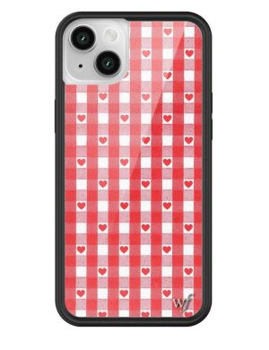 Red Gingham Hearts iPhone Case
