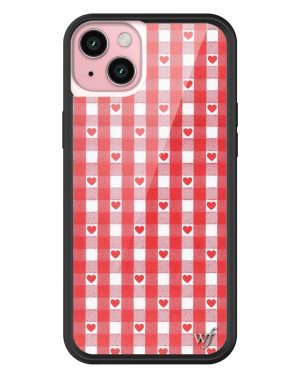 Red Gingham Hearts iPhone Case